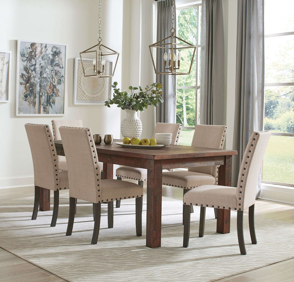 Coleman 5-piece Rectangular Dining Set Rustic Golden Brown Half Price Furniture