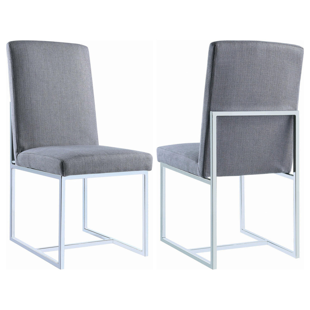 Mackinnon Upholstered Side Chairs Grey and Chrome (Set of 2) Mackinnon Upholstered Side Chairs Grey and Chrome (Set of 2) Half Price Furniture