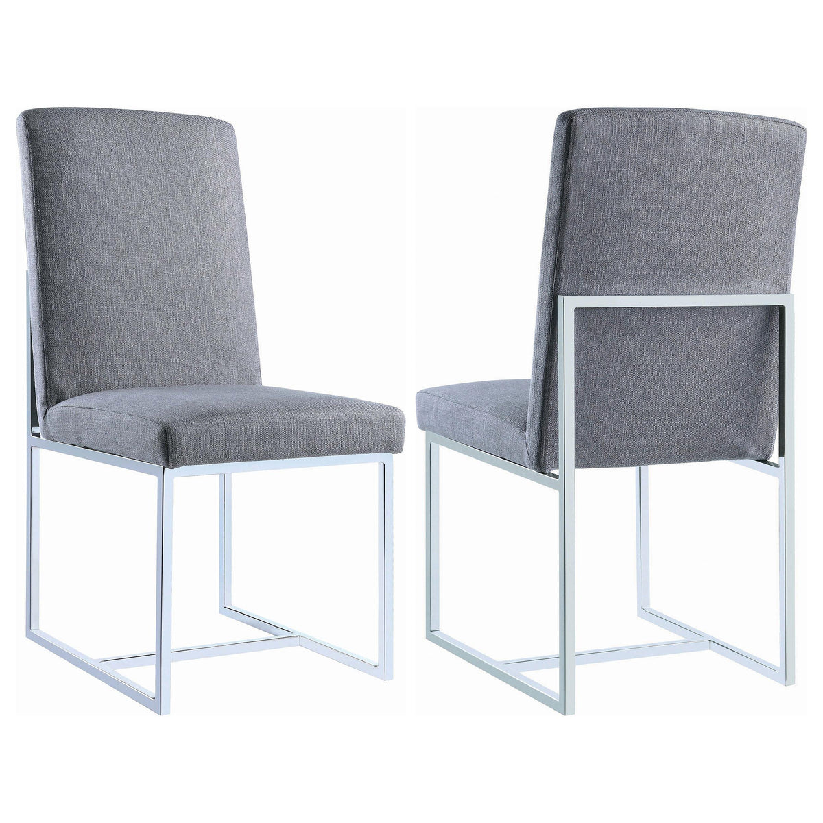 Mackinnon Upholstered Side Chairs Grey and Chrome (Set of 2)  Half Price Furniture