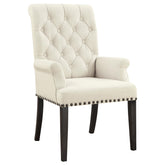Alana Upholstered Arm Chair Beige and Smokey Black Alana Upholstered Arm Chair Beige and Smokey Black Half Price Furniture