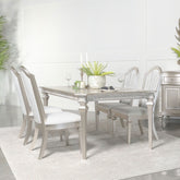 Evangeline Dining Table Set with Extension Leaf Ivory and Silver Oak Half Price Furniture