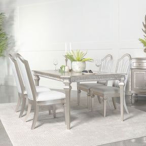 Evangeline Dining Table Set with Extension Leaf Ivory and Silver Oak Half Price Furniture
