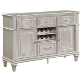 Evangeline 4-drawer Sideboard Server with Faux Diamond Trim Silver Oak Evangeline 4-drawer Sideboard Server with Faux Diamond Trim Silver Oak Half Price Furniture