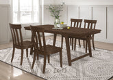 Reynolds Rectangular Dining Table Set Brown Oak Half Price Furniture