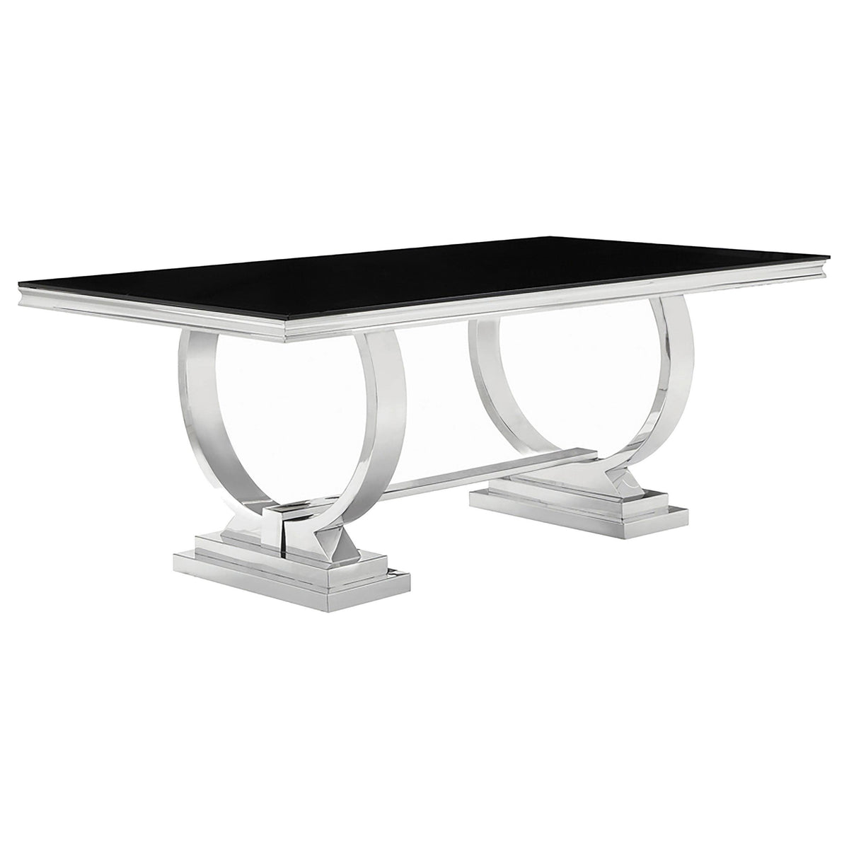Antoine Rectangular Dining Table Chrome and Black  Half Price Furniture