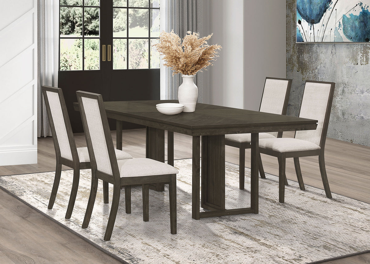 Kelly Rectangular Dining Table Set Beige and Dark Grey  Half Price Furniture