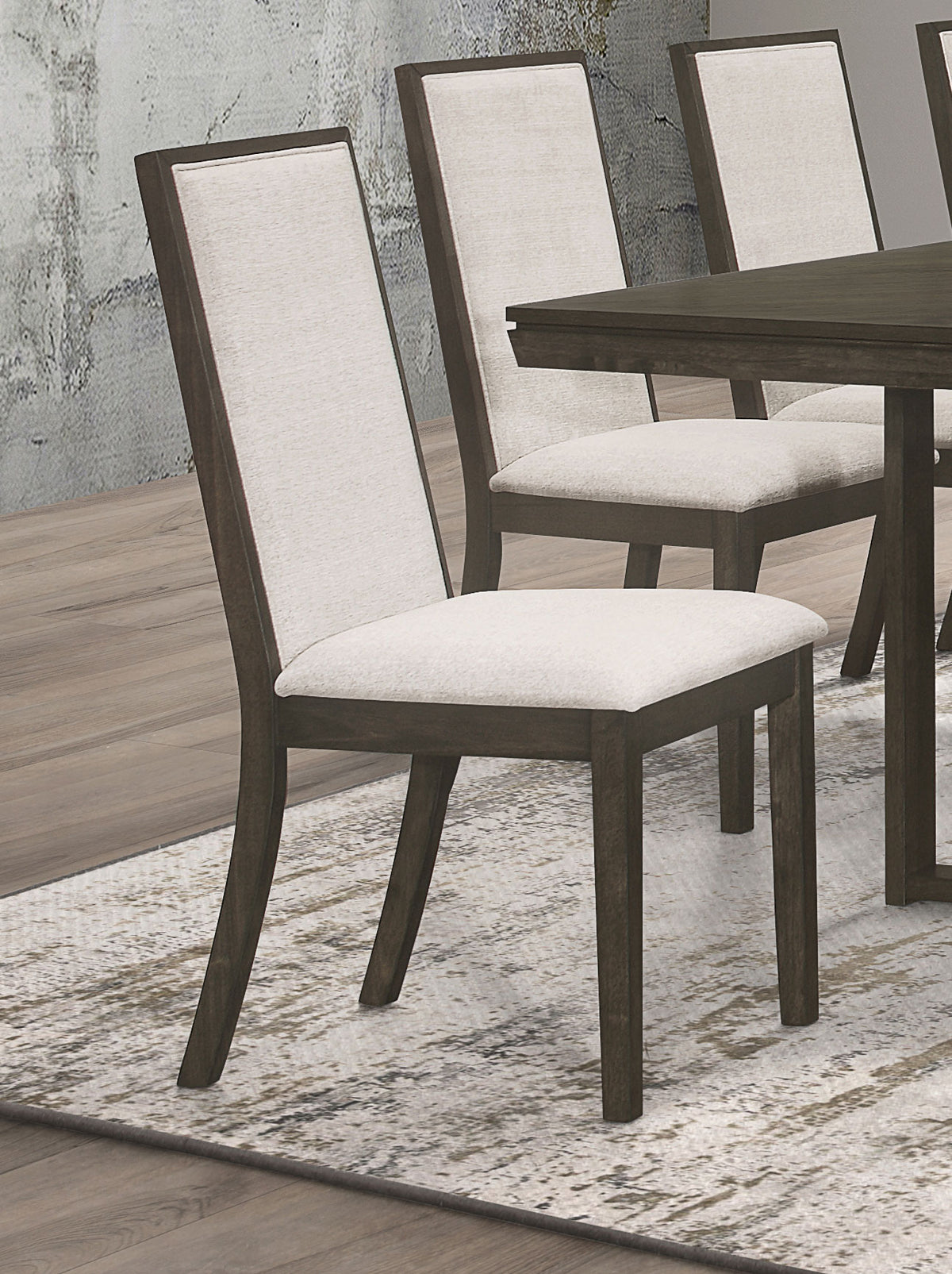 Kelly Upholstered Solid Back Dining Side Chair Beige and Dark Grey (Set of 2) Half Price Furniture