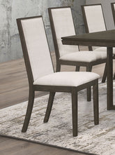 Kelly Upholstered Solid Back Dining Side Chair Beige and Dark Grey (Set of 2) Half Price Furniture