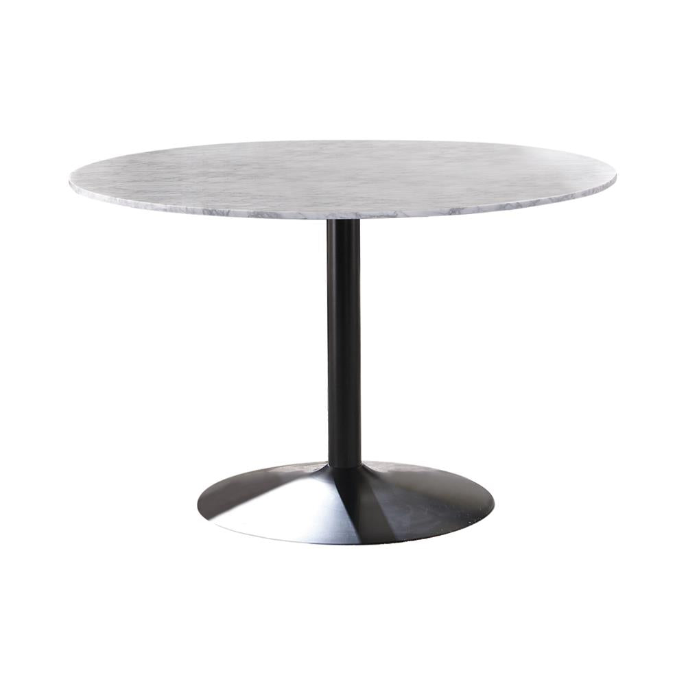 Bartole Round Dining Table White and Matte Black  Half Price Furniture