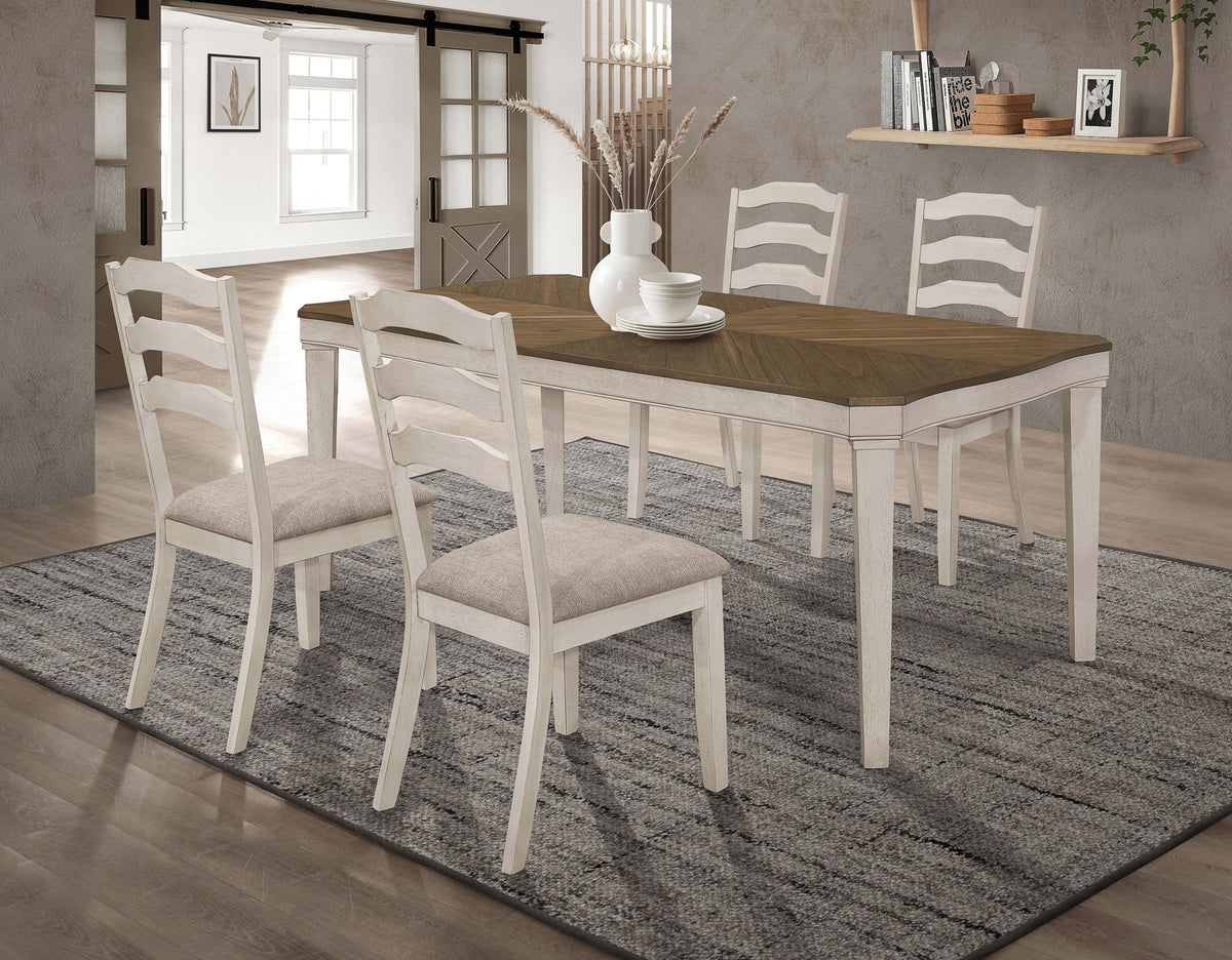 Ronnie Starburst Dining Table Set Khaki and Rustic Cream  Las Vegas Furniture Stores