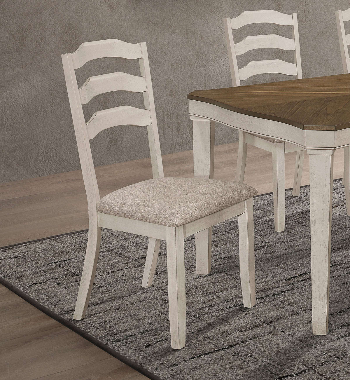 Ronnie Ladder Back Padded Seat Dining Side Chair Khaki and Rustic Cream (Set of 2) Half Price Furniture