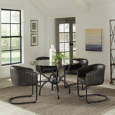 Aviano 5-piece Dining Set Gunmetal and Matte Black  Half Price Furniture