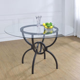 Aviano 48" Round Glass Top Dining Table Clear and Gunmetal  Half Price Furniture