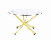 Beckham Round Dining Table Brass and Clear  Half Price Furniture