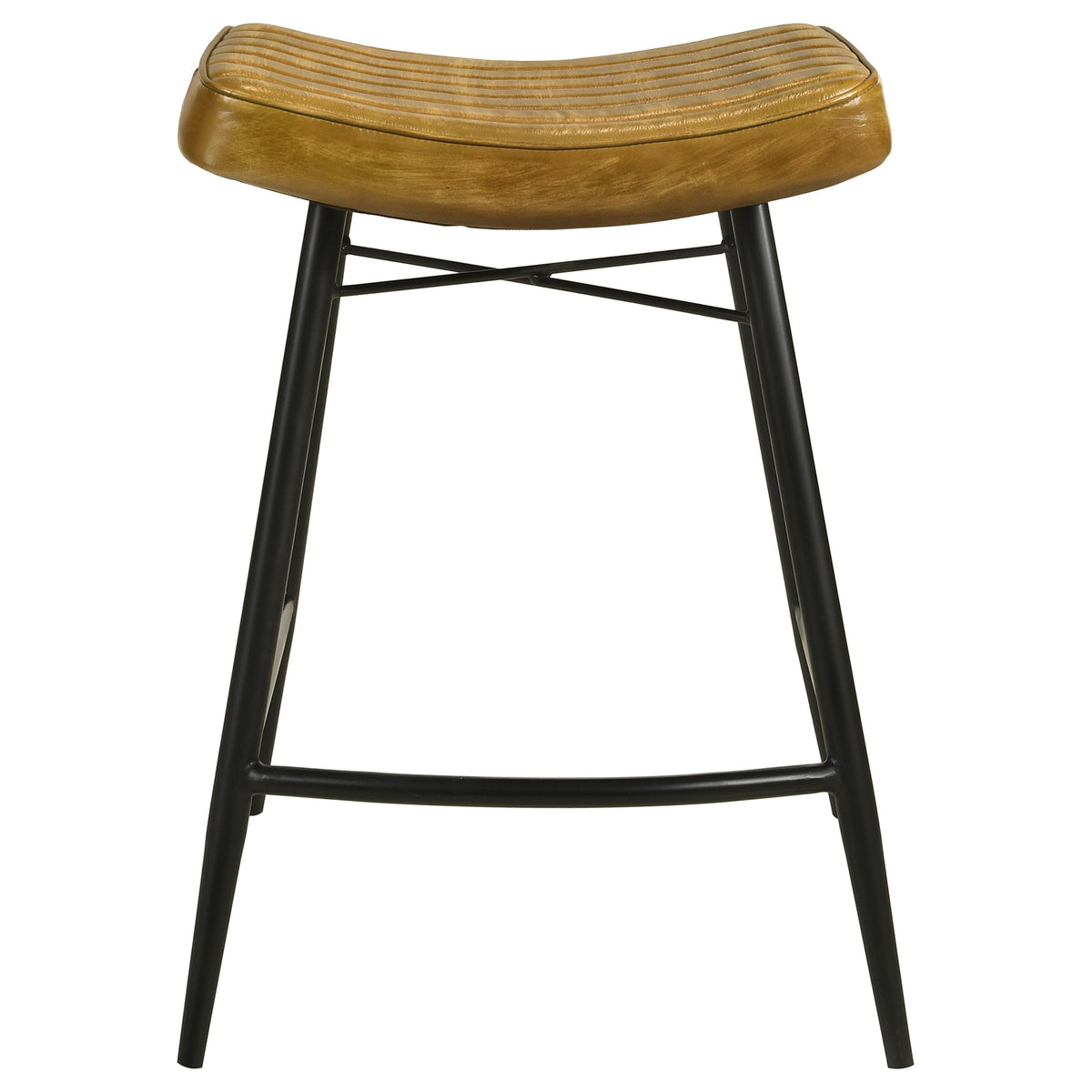 Bayu Leather Upholstered Saddle Seat Backless Counter Height Stool (Set of 2)  Half Price Furniture