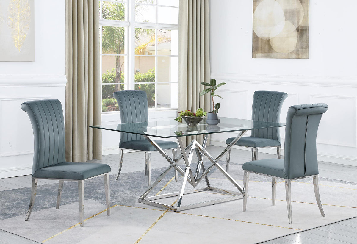 Beaufort 5-piece Dining Set Dark Grey and Chrome Half Price Furniture