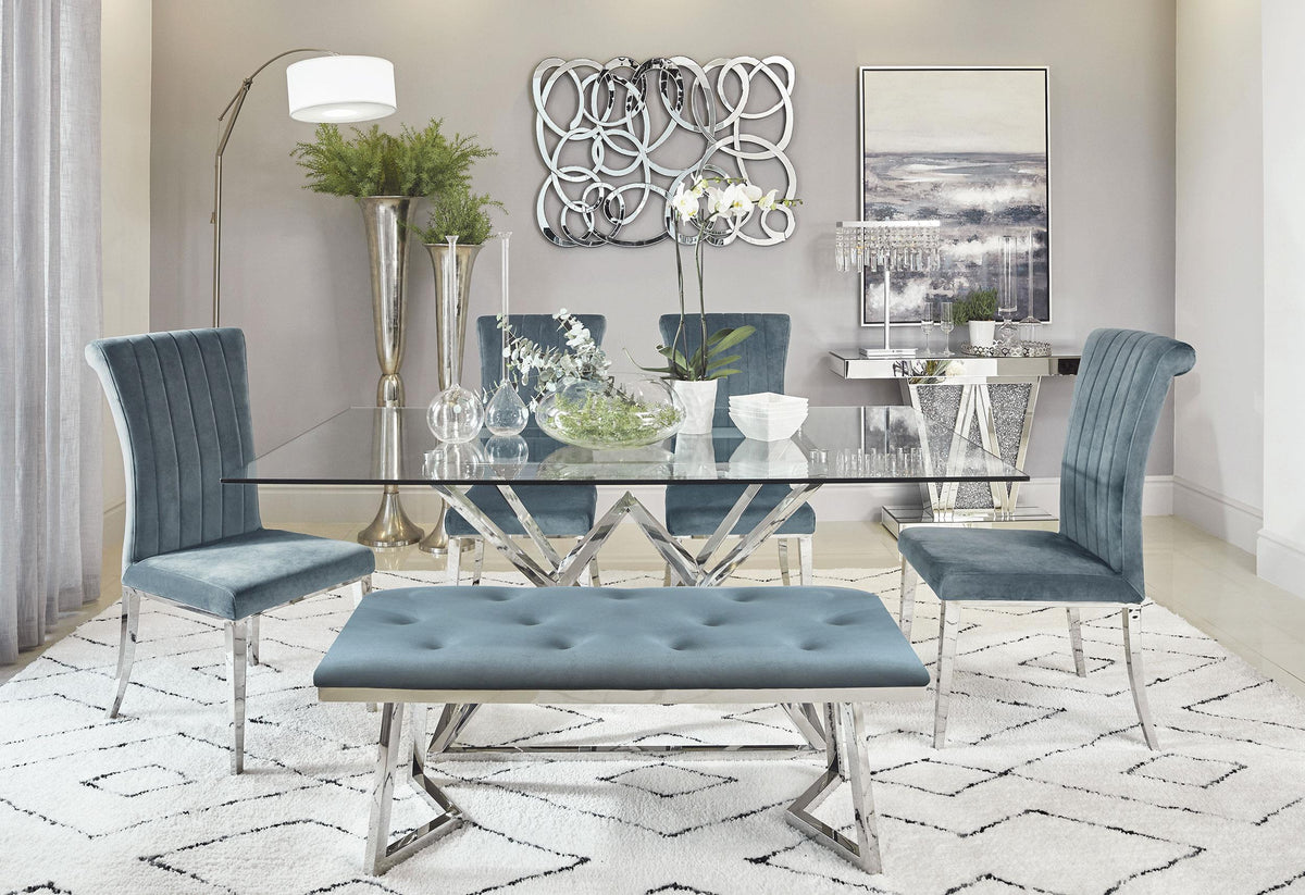 Beaufort 6-piece Dining Set Dark Grey and Chrome  Half Price Furniture