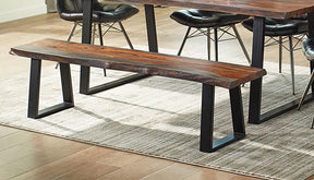 Ditman Live Edge Dining Bench Grey Sheesham and Black Half Price Furniture