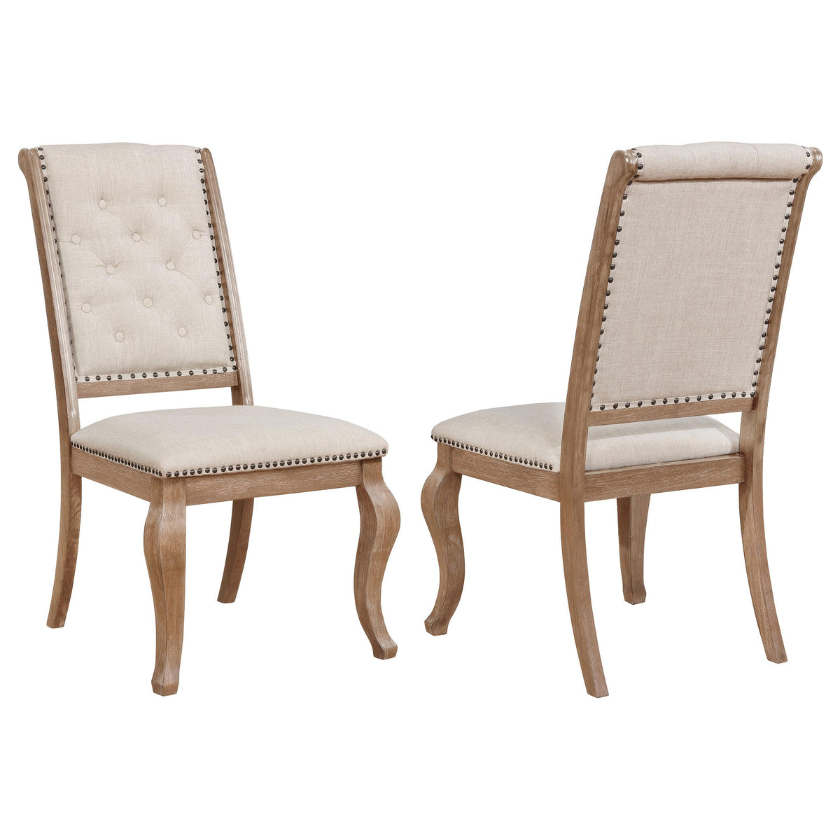Brockway Tufted Side Chairs Cream and Barley Brown (Set of 2)  Las Vegas Furniture Stores
