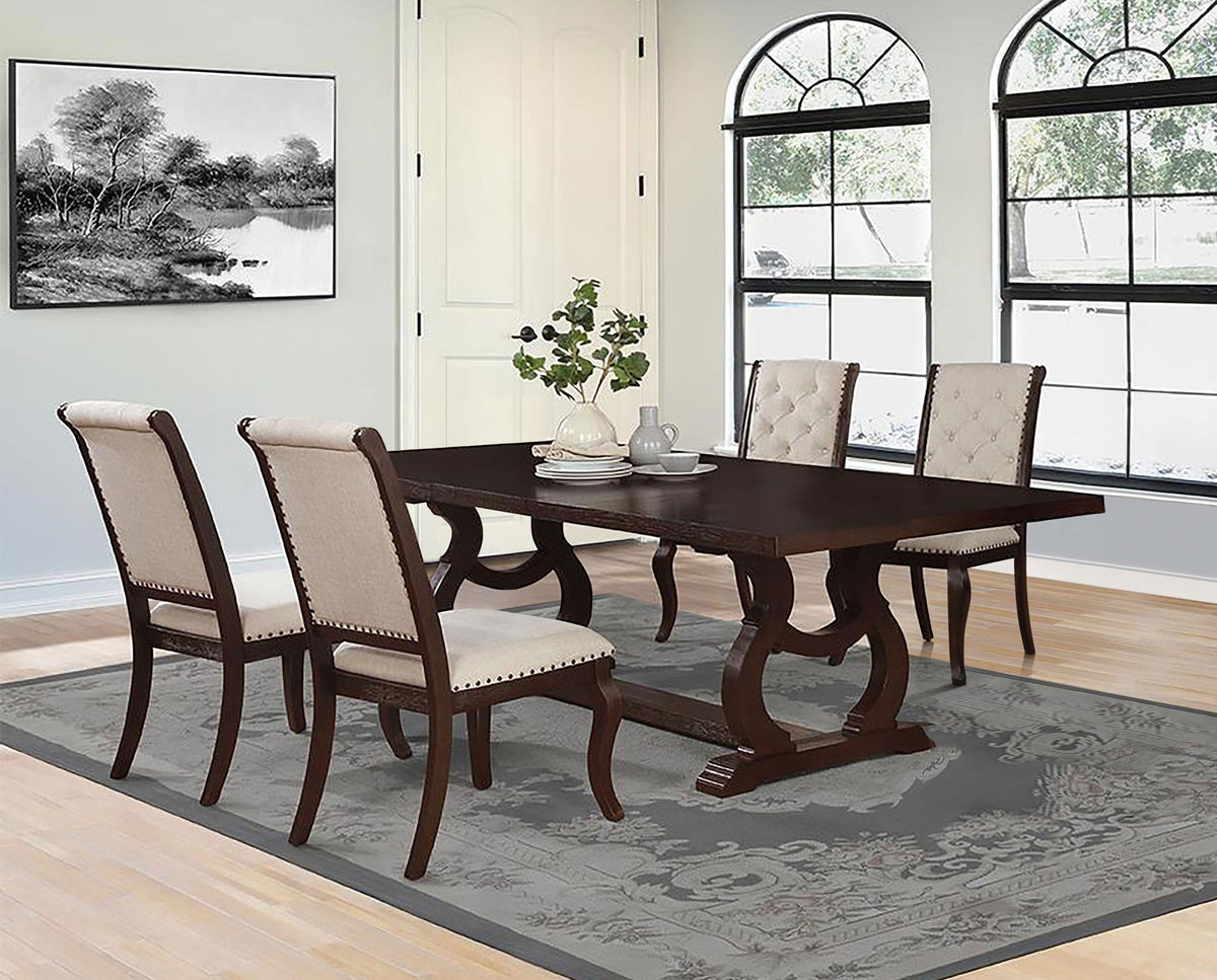 Brockway 5-Piece Rectangular Trestle Dining Set Antique Java  Half Price Furniture