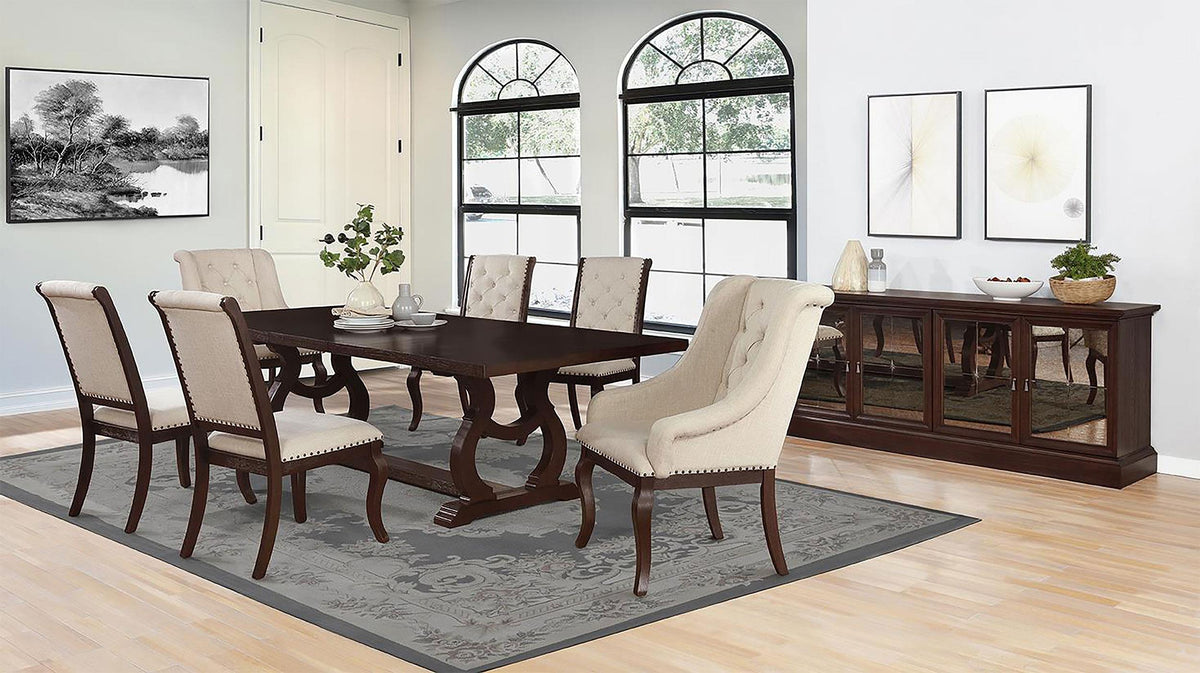 Brockway 7-Piece Rectangular Trestle Dining Set Antique java  Half Price Furniture