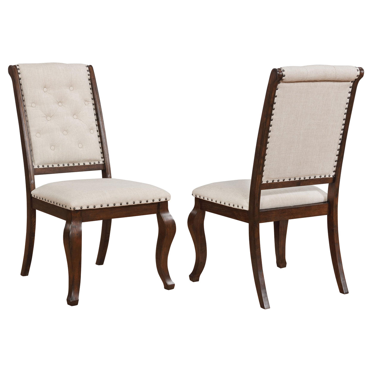 Brockway Tufted Dining Chairs Cream and Antique Java (Set of 2) Half Price Furniture