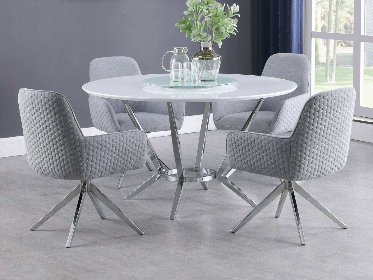 Abby 5-piece Dining Set White and Light Grey Half Price Furniture