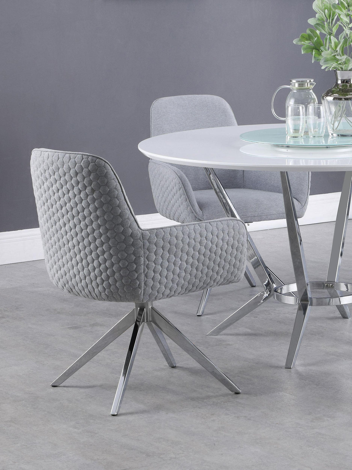 Abby Flare Arm Side Chair Light Grey and Chrome Abby Flare Arm Side Chair Light Grey and Chrome 
