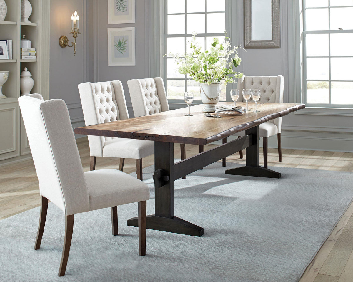 Bexley 5-Piece Rectangular Live Edge Dining Set Natural Honey and Espresso Half Price Furniture