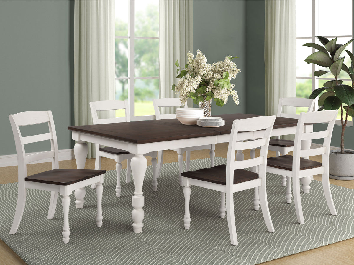 Madelyn 7-piece Rectangle Dining Set Dark Cocoa and Coastal White  Half Price Furniture