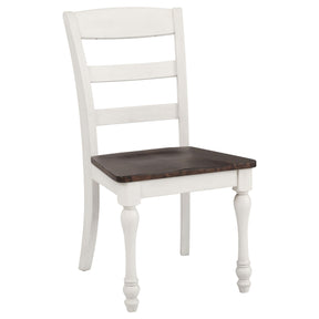Madelyn Ladder Back Side Chairs Dark Cocoa and Coastal White (Set of 2) Madelyn Ladder Back Side Chairs Dark Cocoa and Coastal White (Set of 2) Half Price Furniture