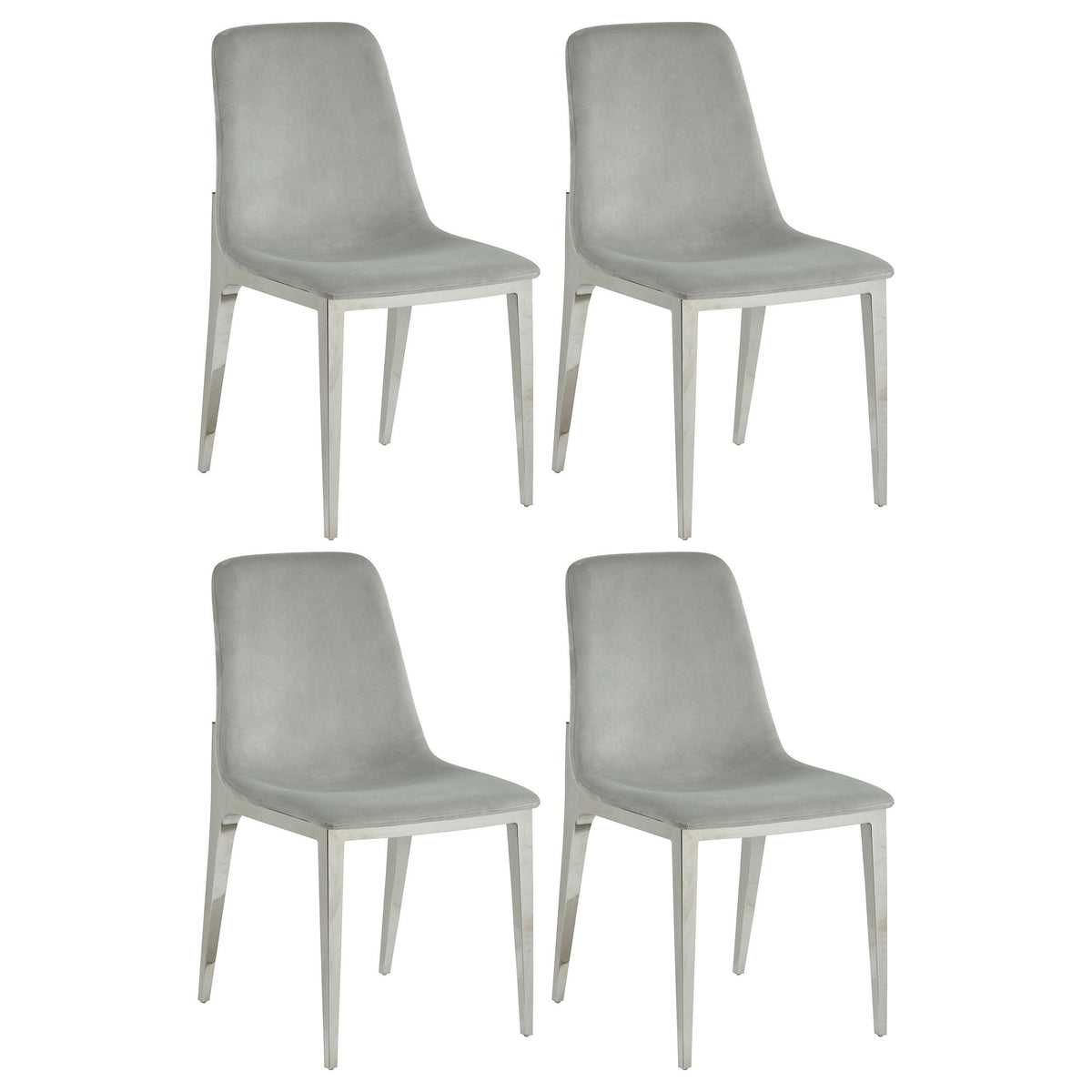 Irene Upholstered Side Chairs Light Grey and Chrome (Set of 4) Irene Upholstered Side Chairs Light Grey and Chrome (Set of 4) Half Price Furniture