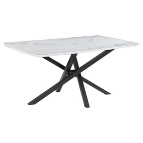 Paulita Rectangular Dining Table White and Gunmetal  Half Price Furniture