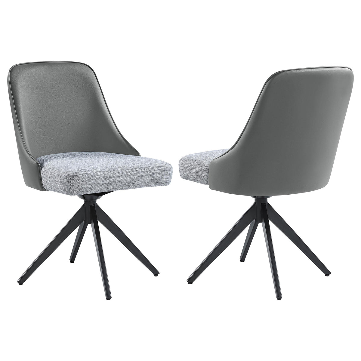 Paulita Upholstered Swivel Side Chairs (Set of 2) Grey and Gunmetal Half Price Furniture