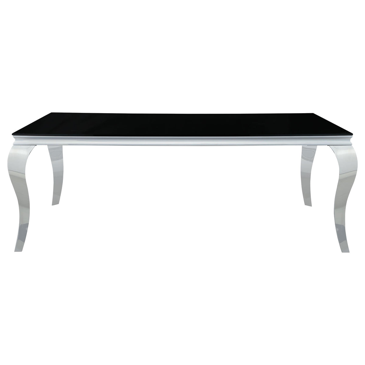 Carone Rectangular Glass Top Dining Table Black and Chrome  Half Price Furniture