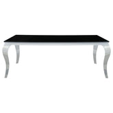 Carone Rectangular Glass Top Dining Table Black and Chrome Half Price Furniture