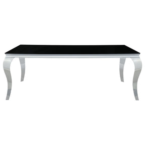 Carone Rectangular Glass Top Dining Table Black and Chrome Half Price Furniture
