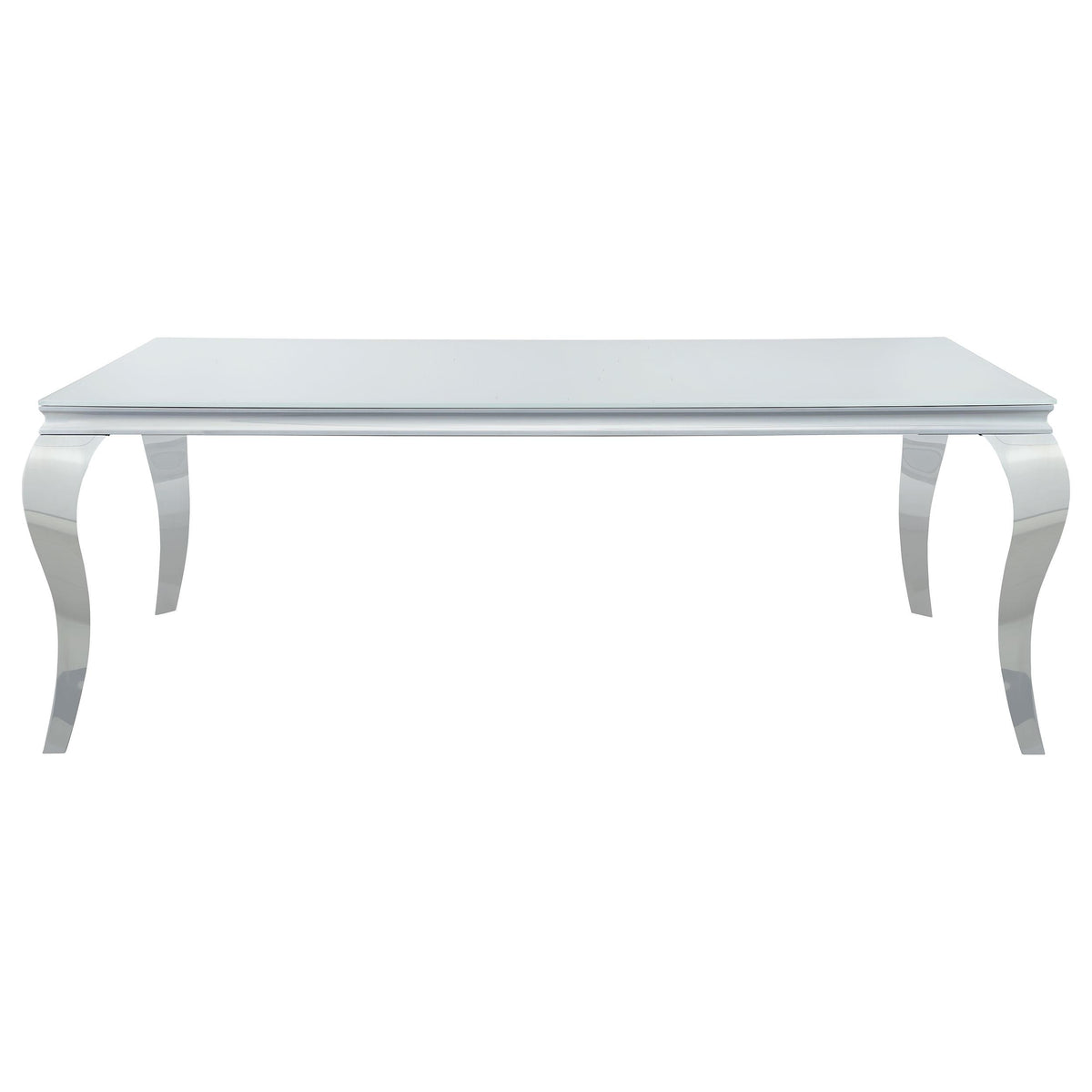 Carone Rectangular Glass Top Dining Table White and Chrome Half Price Furniture