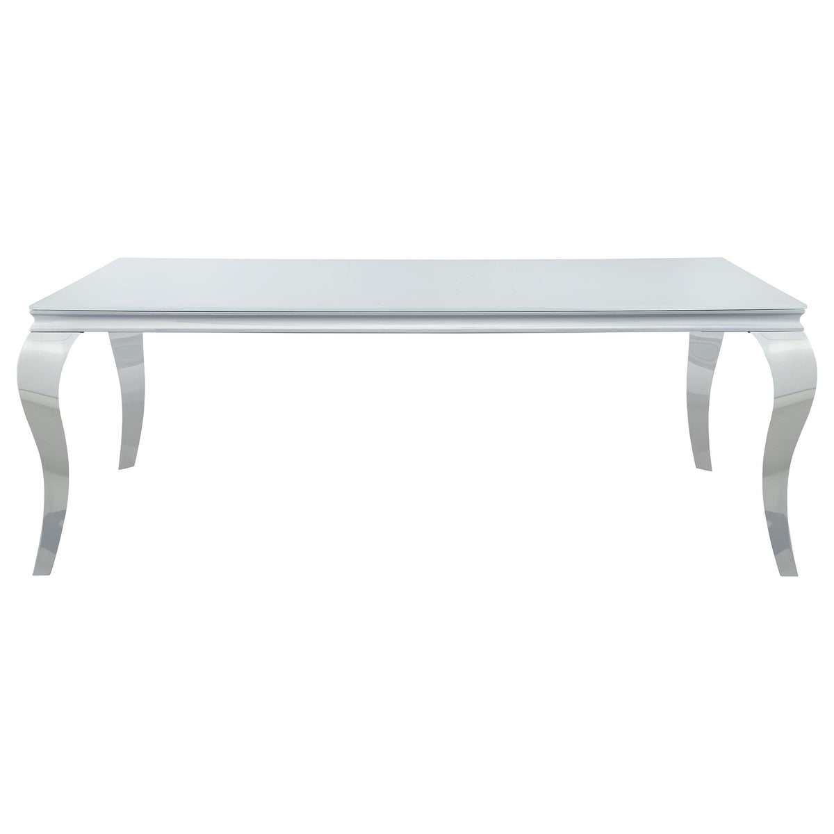 Carone Rectangular Glass Top Dining Table White and Chrome  Las Vegas Furniture Stores