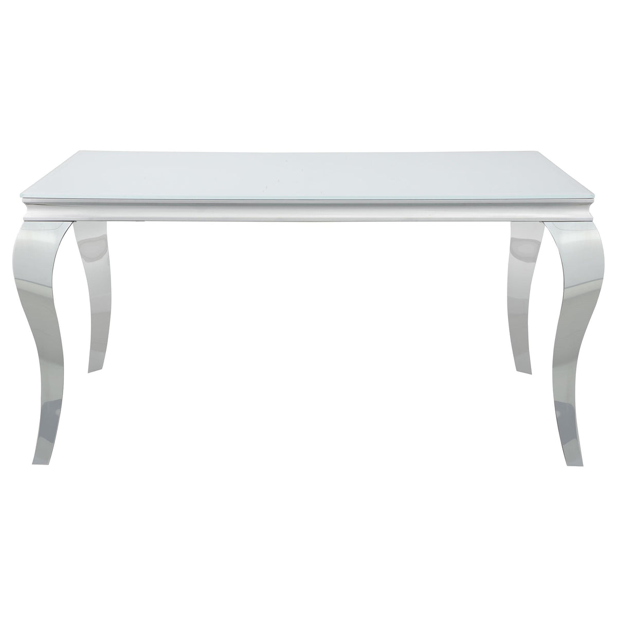Carone Rectangular Glass Top Dining Table White and Chrome Half Price Furniture