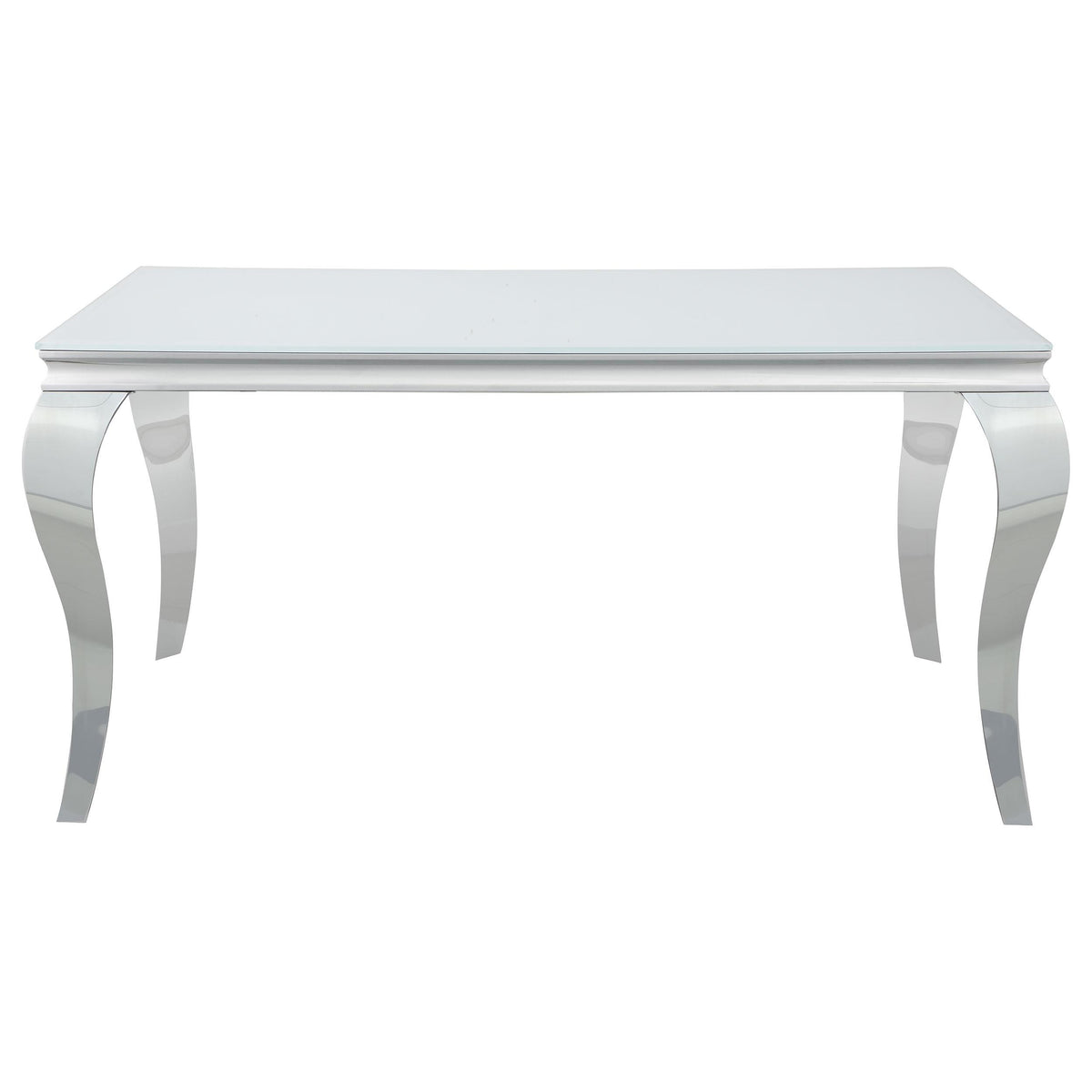 Carone Rectangular Glass Top Dining Table White and Chrome  Las Vegas Furniture Stores