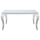 Carone Rectangular Glass Top Dining Table White and Chrome Carone Rectangular Glass Top Dining Table White and Chrome Half Price Furniture