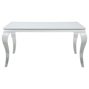 Carone Rectangular Glass Top Dining Table White and Chrome Half Price Furniture