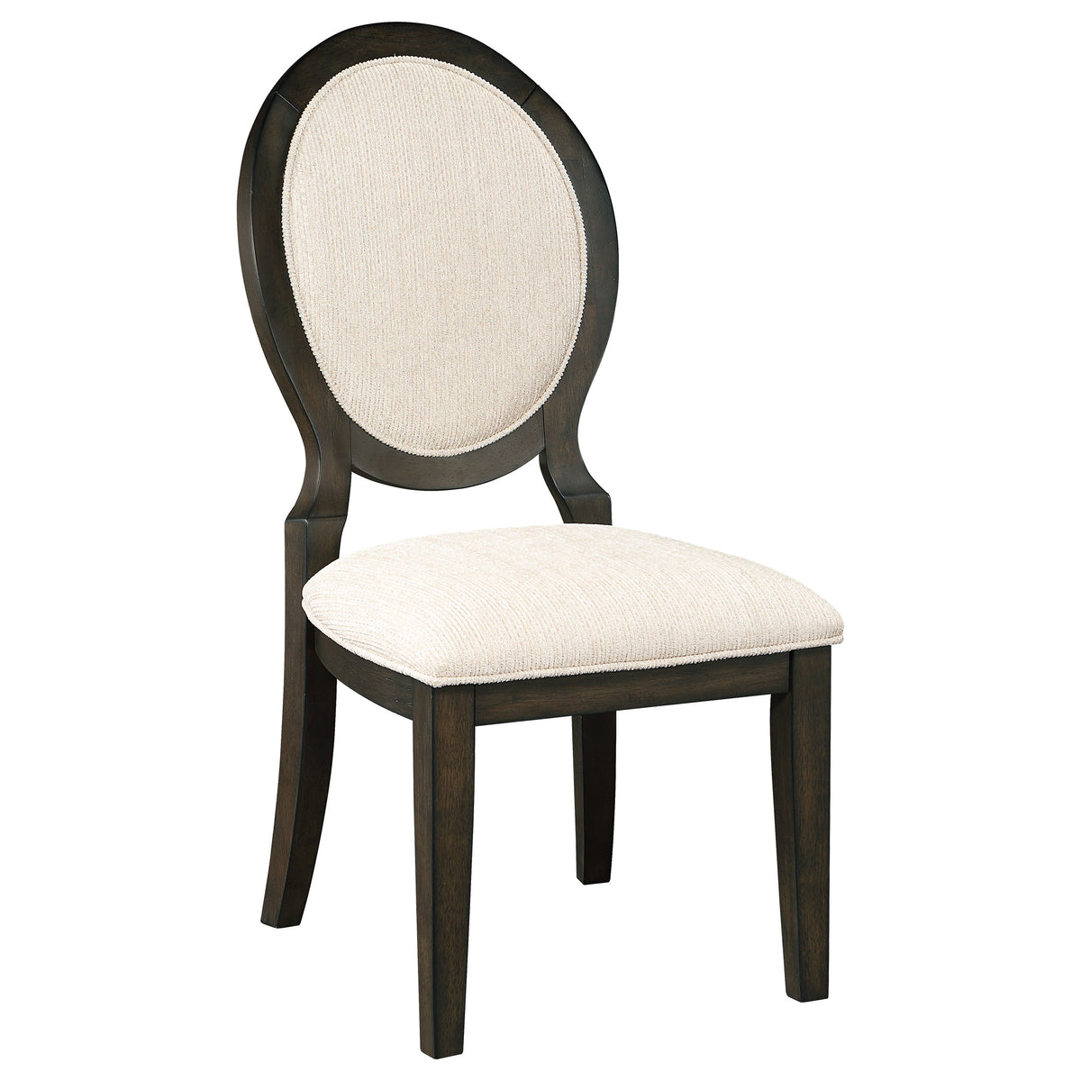 Twyla Upholstered Oval Back Dining Side Chairs Cream and Dark Cocoa (Set of 2)  Half Price Furniture