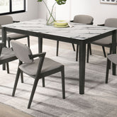 Stevie Rectangular Faux Marble Top Dining Table White and Black Half Price Furniture