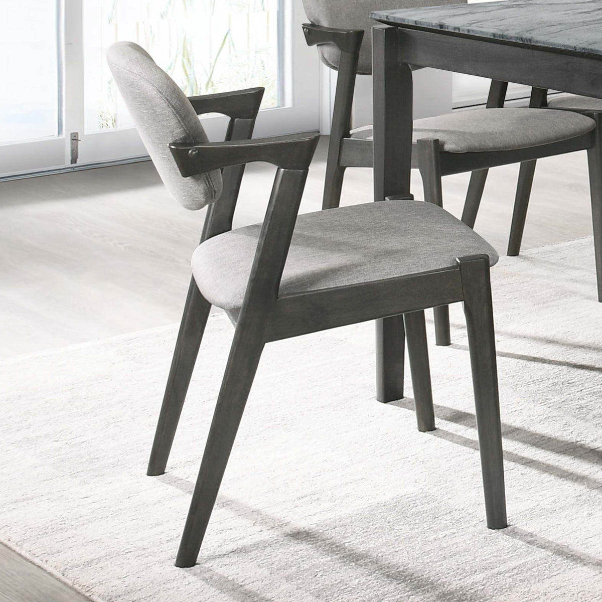 Stevie Upholstered Demi Arm Dining Side Chairs Brown Grey and Black (Set of 2) Half Price Furniture