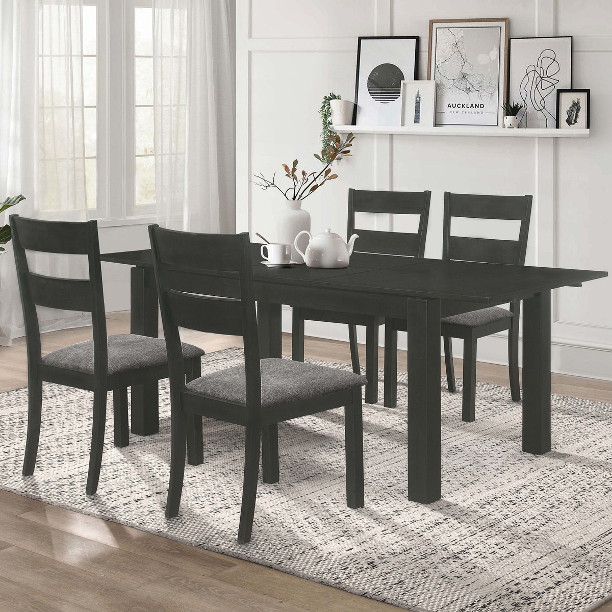 Jakob Rectangular Dining Set Grey and Black  Half Price Furniture