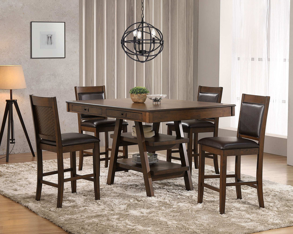Dewey 5-piece Rectangular Dining Set Brown and Walnut Half Price Furniture
