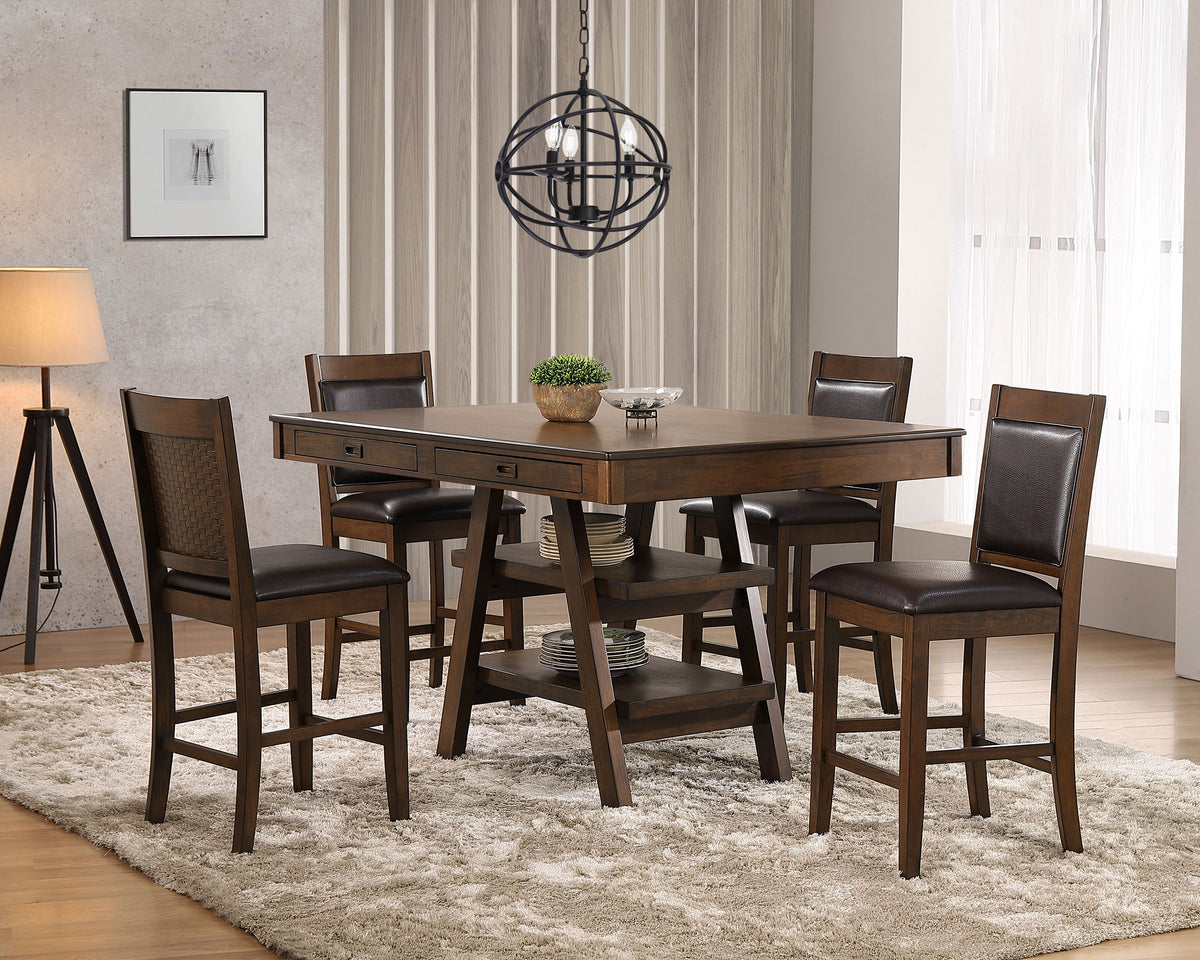 Dewey 5-piece Rectangular Dining Set Brown and Walnut Dewey 5-piece Rectangular Dining Set Brown and Walnut Half Price Furniture