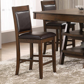 Dewey Upholstered Counter Height Chairs with Footrest (Set of 2) Brown and Walnut Half Price Furniture